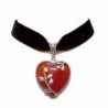 Black Velvet Choker Necklace w Red Agate Heart - C8120HDQ6DB