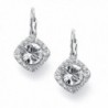 Mariell Glistening Crystal Drop Earrings with Cushion-Shape Halo - Prom- Bridesmaids- Wedding or Everyday - CP121KHGY8P