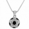 Silvertone with Black & White Iced Out Soccer Ball Pendant with an 18 Inch Snake Necklace (B-356) - CK11BS1TZFD