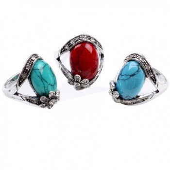 Flower Synthetic Turquoise Fashion Womens Jewelry in Women's Statement Rings