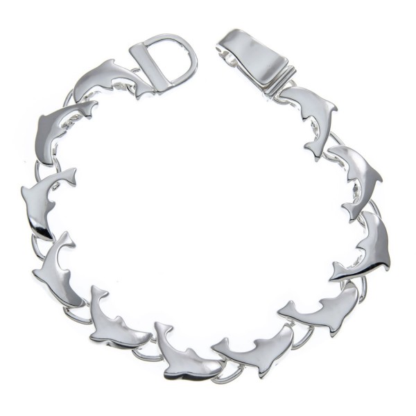 Silvertone Shiny Multi Dolphin Magnetic Closure Bracelet - CI11VC77YW9