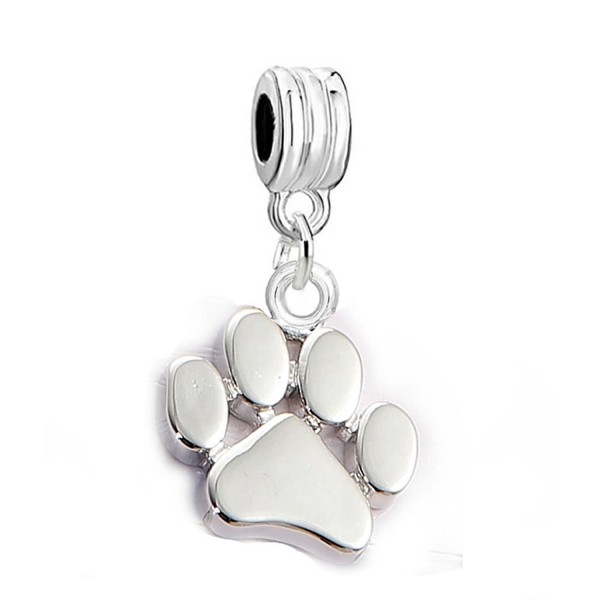 Sexy Sparkles Dog Paw Dangling Charm Spacer for European Bracelets - CL12O3W0BRB