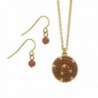 Rosemarie Collections Women's Simple Circle Pendant Necklace Jewelry Gift Set - Brown - CB186GCNTU0