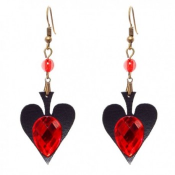 RareLove Vintage Lolita Red Rhinestone Teardrop with Butterfly Dangle Earrings - Red Heart - CZ12NYJV60A