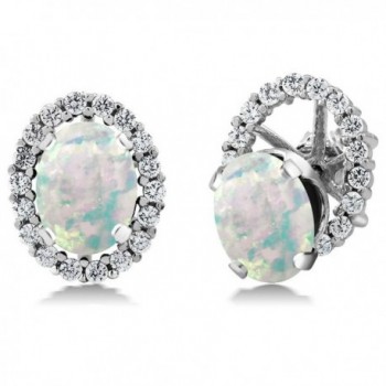 2.62 Ct Oval White Simulated Opal 925 Sterling Silver Stud Earrings with Jackets - C211MDEYKD1