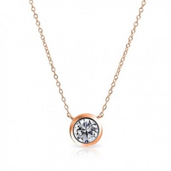Bling Jewelry Clear CZ Pendant Rose Gold Plated Necklace 16 Inches - CD11HAS6TGP