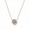Bling Jewelry Clear CZ Pendant Rose Gold Plated Necklace 16 Inches - CD11HAS6TGP