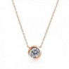 Bling Jewelry Clear CZ Pendant Rose Gold Plated Necklace 16 Inches - CD11HAS6TGP