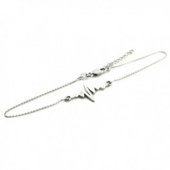 Fine 925 Sterling Silver Heartbeat Pulse Bracelet- 7.5" Adjustable to 8" - CU12C7MYJZ7