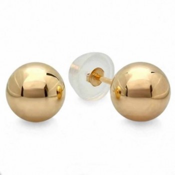 10k Yellow Gold Ball 6mm Stud Earrings with Silicone covered Gold Pushbacks - CP117L2VK7T
