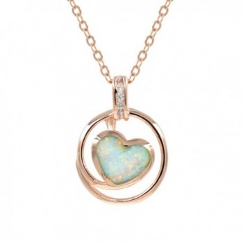 Espere Lab Created Opal Heart Pendant Necklace 18 Inch in Sterling Silver 925 Rhodium Plated - Yellow - C312F7RCWPX