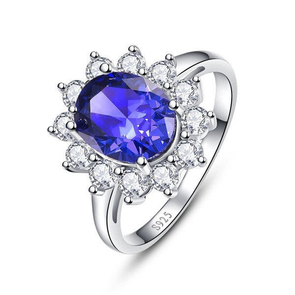 Women's 925 Sterling Silver Oval Cut Created Tanzanite Princess Diana ...