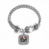 Motorcycle Lovers Classic Silver Plated Square Crystal Charm Bracelet - CN11U7O3EY5