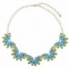 BriLove Women's Fashion Austrian Crystal Bohemian Flower Resin Beads Bib Collar Necklace Green & Blue - CU11RU0V15D