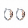 MBLife 925 Sterling Silver Plated Rose Gold Black CZ Twisted Rope Hinged Hoop Earrings - CE1875ZQZUQ