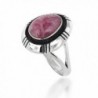 925 Oxidized Sterling Silver Pink Rhodochrosite Oval Statement Ring - C411XI2PXMT