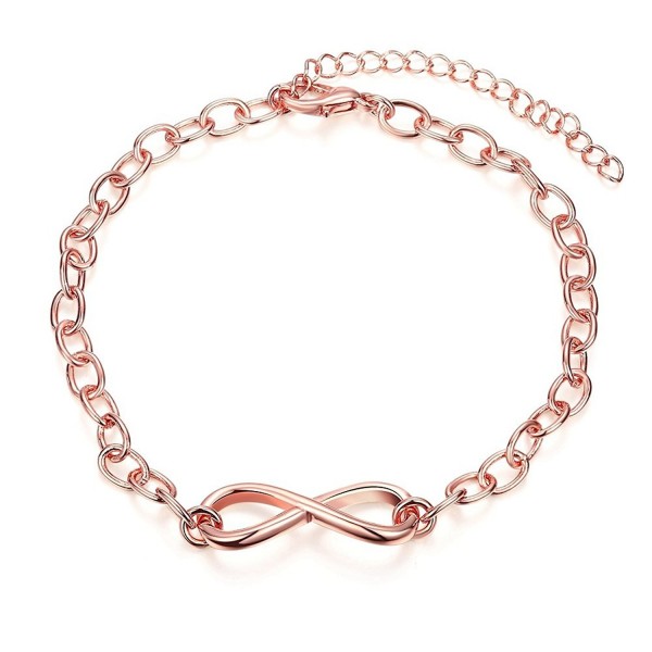 KELITCH Fashion Jewelry Rose Silver Infinity Bracelet Chain Charm Simple Inspired Women gift - CN12N9NCS3W