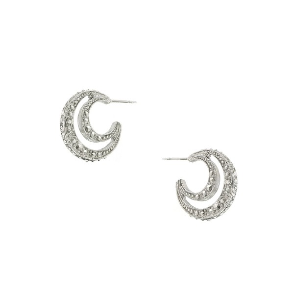 1928 Jewelry Stardust Silver-Tone Crescent Moon Earrings - C1119844GT7