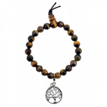 Yoga Meditation Charm Simulated Tiger Eye Bracelet Wrist Mala - CV11LP07U3L