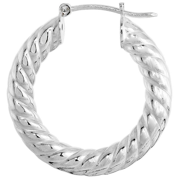 Sterling Silver Italian Hoop Earrings Thick Spiral 7/8 inch - CI111IBYT27