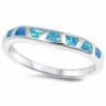 Lab Created Blue Opal Fashion Band .925 Sterling Silver Ring Sizes 5-10 - CK11TN2N0DH