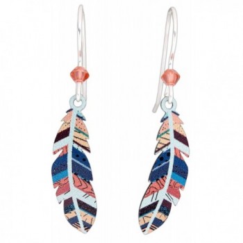 Sienna Sky Hypo-Allergenic Patterned Feather Sterling Silver Plated French Hook Wire Earrings - C112KTGH4NH