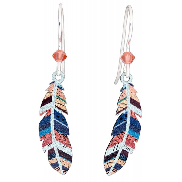 Sienna Sky Hypo-Allergenic Patterned Feather Sterling Silver Plated French Hook Wire Earrings - C112KTGH4NH