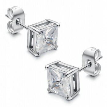 Jstyle Stainless Steel Cubic Zirconia Stud Earrings for Men Women Ear Piercing 22G 3-8mm - Stone Diameter 7mm - CA12KLWXCET