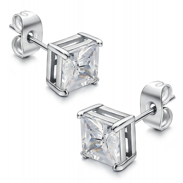 Jstyle Stainless Steel Cubic Zirconia Stud Earrings for Men Women Ear Piercing 22G 3-8mm - Stone Diameter 7mm - CA12KLWXCET