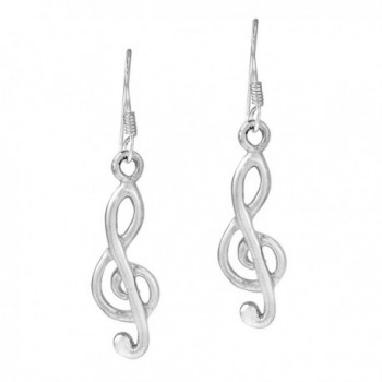 Sweet Melody .925 Sterling Silver Treble Clef Dangle Earrings - CB11PZS6MU1