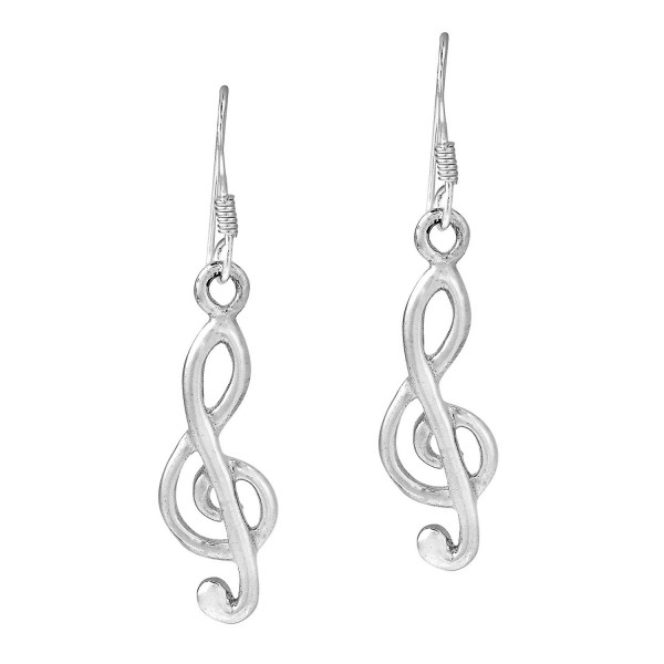 Sweet Melody .925 Sterling Silver Treble Clef Dangle Earrings - CB11PZS6MU1