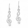 Sweet Melody .925 Sterling Silver Treble Clef Dangle Earrings - CB11PZS6MU1