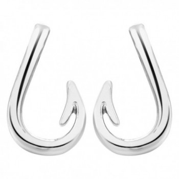 Qiandi Unique Fish Hook Studs Earrings Women Men Birthday Gift Wedding Jewelry - Silver Plated - CQ182G4EK3K