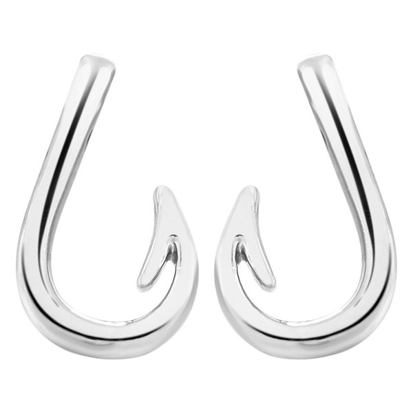 Qiandi Unique Fish Hook Studs Earrings Women Men Birthday Gift Wedding Jewelry - Silver Plated - CQ182G4EK3K