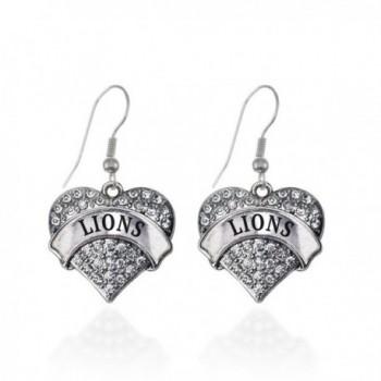 Lions Pave Heart Earrings French Hook Clear Crystal Rhinestones - CM1240L29Q9