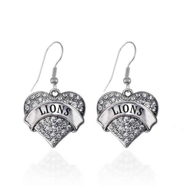 Lions Pave Heart Earrings French Hook Clear Crystal Rhinestones - CM1240L29Q9