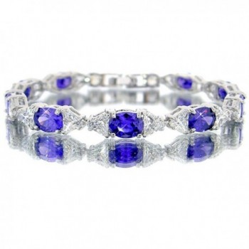 Amethyst Color CZ Oval Silver Tone Bracelet BC433 - C811EWF1RC1