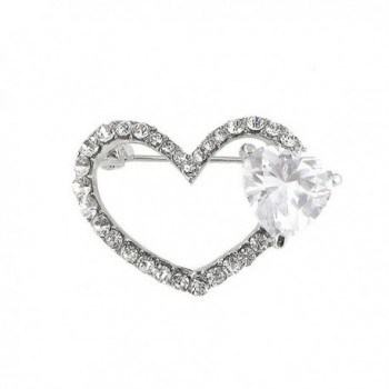 Glamorousky Dazzling Heart Brooch with Silver Austrian Element Crystal and CZ (3272) - CC118SOCSAB