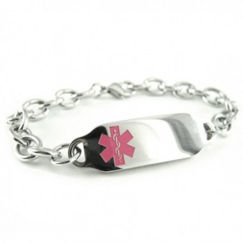 MyIDDr - Pre-Engraved & Customized Diabetes Type II Medical ID Bracelet- Pink Symbol - C4116HRWR8Z