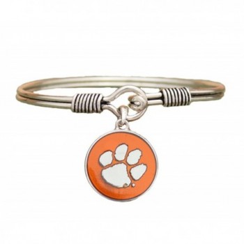 Clemson Tigers Orange Translucent Enamel Disc Wire Bangle Bracelet Jewelry - CN122WK3761