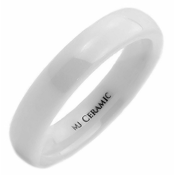 MJ White Ceramic Wedding Ring Classic High Polished Band 3- 4- 6- 8- 10mm - C7187697HK9