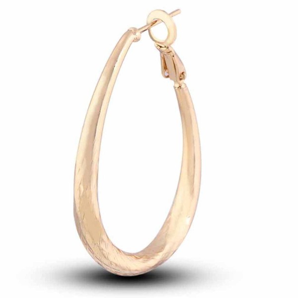 YAZILIND Oval Polished Shiny 18k Gold Plated Large Omega Back Hoop Earrings - CF11MPNOC7T