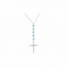 NYC Sterling Women Silver Turquoise Beaded Drop Cross Necklace - CZ12O14SFPT
