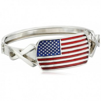 1928 Jewelry Made in America American Flag and Ribbon Cuff Bracelet- 2.3'' - C7119LHUOKB