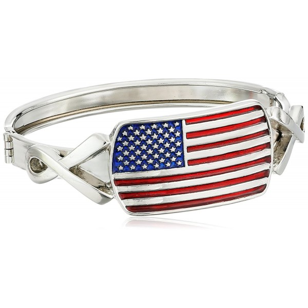 1928 Jewelry Made in America American Flag and Ribbon Cuff Bracelet- 2.3'' - C7119LHUOKB