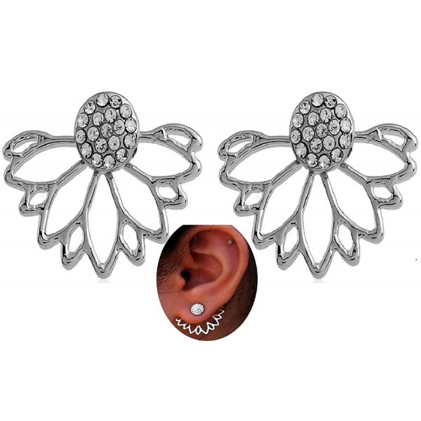 SUNSCSC Elegant Arrow Hand Lotus Dangle Ear Stud Earrings - Style 533 - C212OCTQ96L