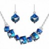 PLATO H Love Bermuda Blue Pendant Necklace Earrings Brooch Jewelry Set with SWAROVSKI Crystal Gift - C017X6DAUDT