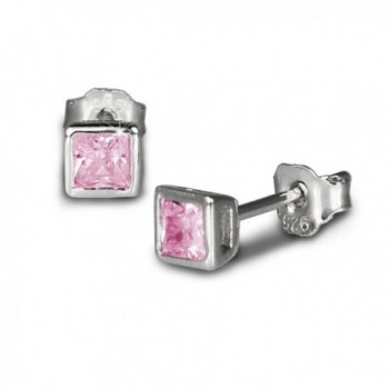 SilberDream earring square zirconia pink- stud earring- 925 Sterling Silver SDO704A - CF110XMNLHL