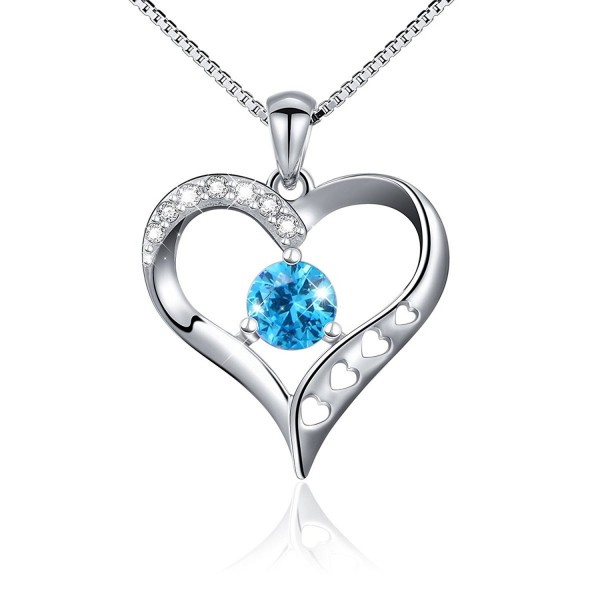S925 Sterling Silver Forever Love Heart Pendant Necklace 18" Box Chain - C817AZY6C8T